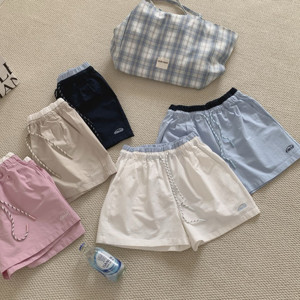 กางเกงขาสั้นกีฬาผู้หญิง กางเกงขาสั้นลำลอง กางเกงขาสั้นชายหาด ปักลาย สีตัดกัน อเนกประสงค์ ผ้าใส่สบาย