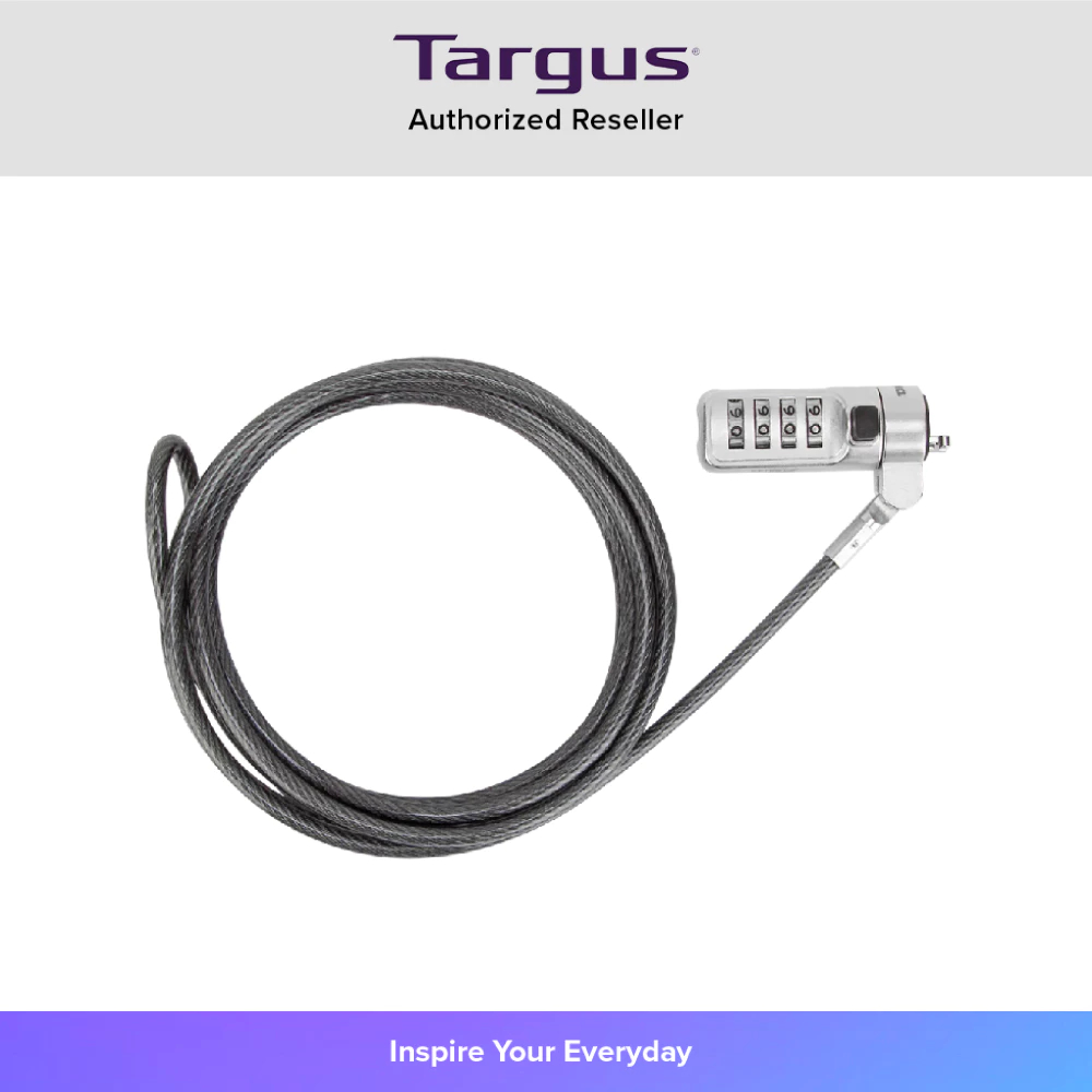 สายล็อคโน๊ตบุ๊ค TARGUS รุ่น DEFCON Trapezoid Resettable Combo Cable Lock (ASP66APX)