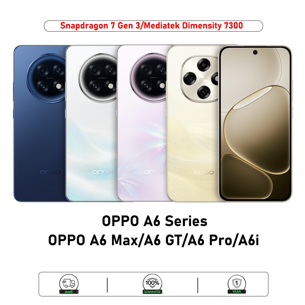 OPPO A6 Max OPPO A6 GT Snapdragon 7 Gen 3 OPPO A6 Pro Mediatek Dimensity 7300 OPPO A6i
