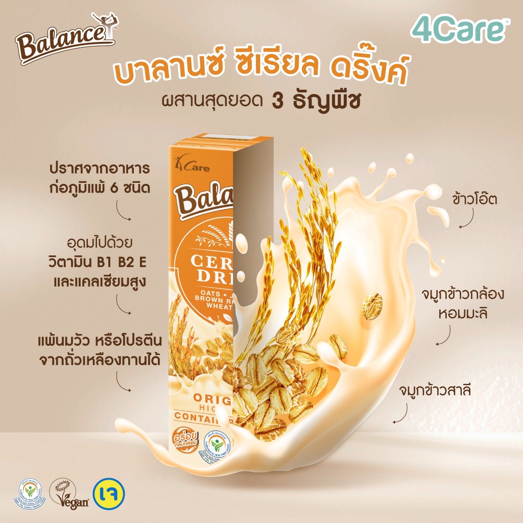 [3 กล่อง] Balance ซีเรียลดริ๊งค์ นมธัญพืช รสจืด ไม่เติมน้ำตาล ขนาด 180 ml. แพ้นมวัวทานได้ - รูปที่ 2