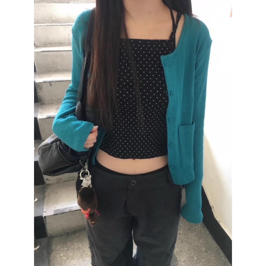 polka dot cami top 🥏เสื้อสายเดี่ยว ลายจุด มินิมอล สไตล์ เกาหลี 🤍🥨 10207