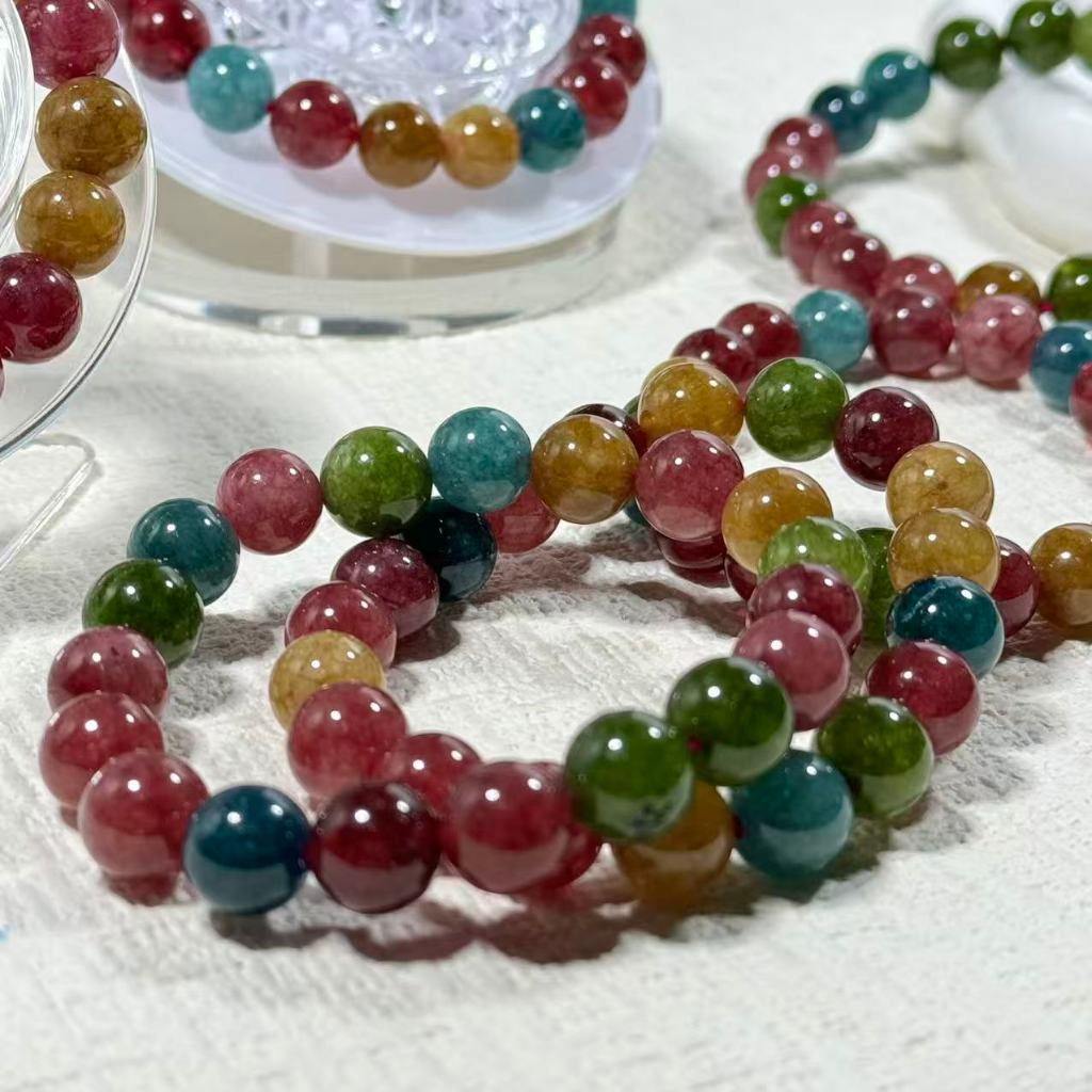 【ขายขาดทุน】Tourmaline ทัวร์มาลีน กำไลหิน ติพลังงานสูงหิน หินเสริมดวง  ทัวร์มาลีนที่มีสีสัน ขนาด10มิล - รูปที่ 6