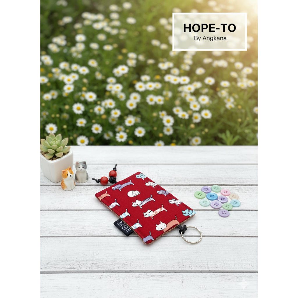 HOPE-TO กระเป๋าใส่กุญแจ ทรงสี่เหลี่ยม ( HT:KEY04)  key cover  งานแฮนด์เมด ของฝาก ของที่ระลึก