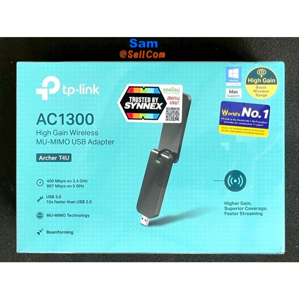 WIRELESS USB ADAPTER (ยูเอสบีไวไฟ) TP-LINK ARCHER-T4U DUAL BAND AC1300