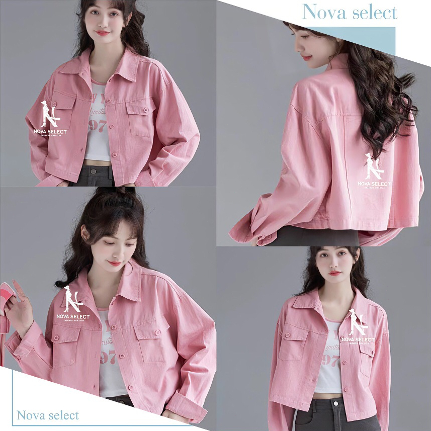 พร้อมส่ง แจ็คเก็ต คอปก สไตล์เกาหลี ทรงหลวม แขนยาว  เข้ากับทุกการแต่งกาย ผ้าคอตตอล