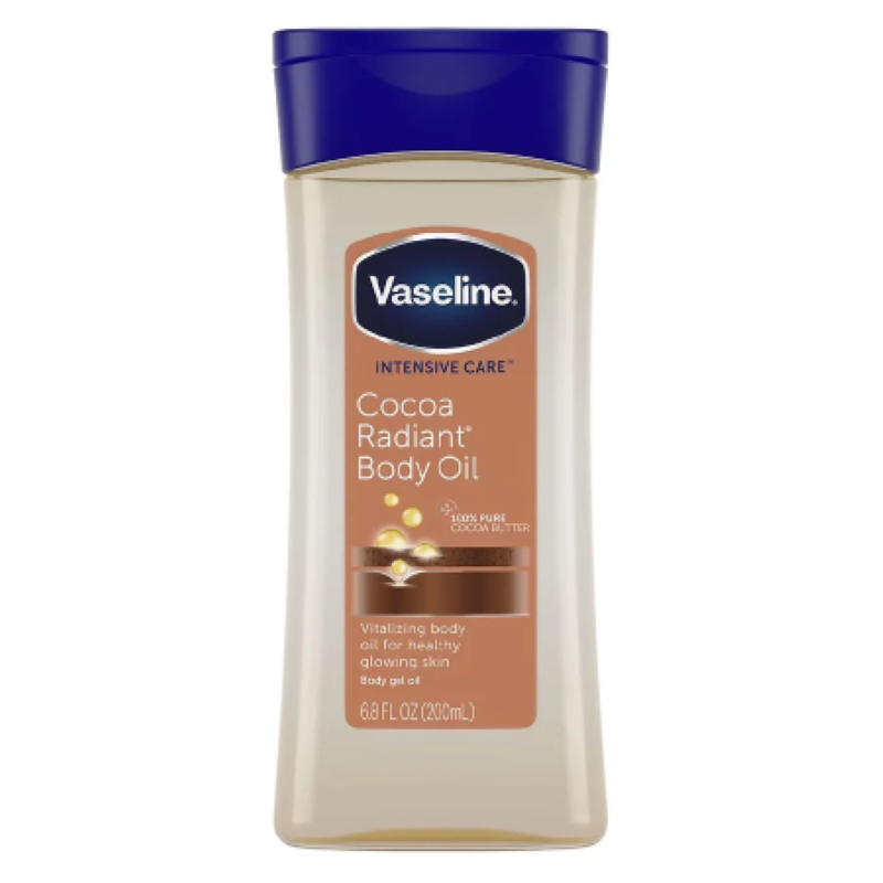 Vaseline Intensive Care Cocoa Radiant Body Oil 200ml ออยล์บำรุงผิวกายสกัดจากโกโก้ ผิวดูโกลว์สุขภาพดี