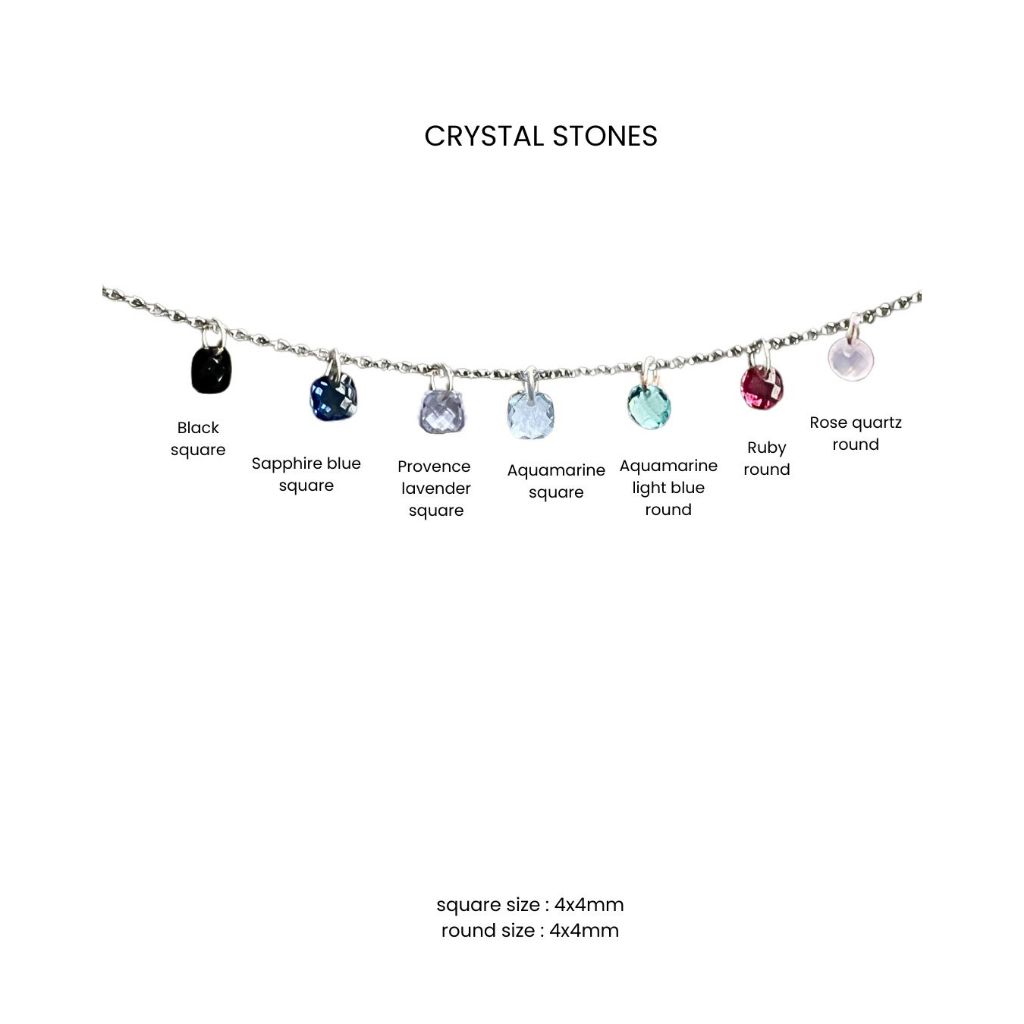 SissyJewelry - สร้อยคอเงินแท้ รุ่น Crystal stone Personalized mini chain necklace - Free Gift box