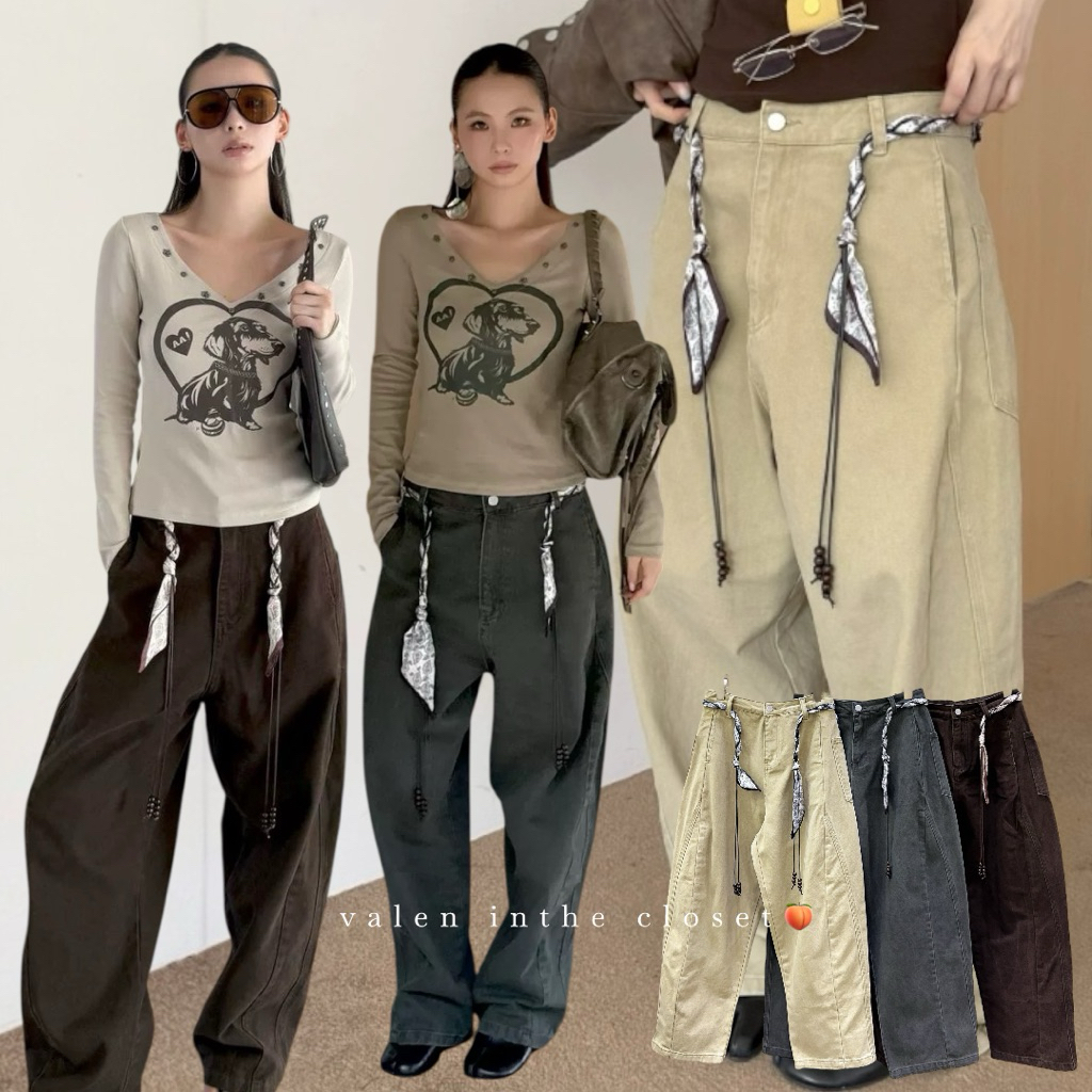 พร้อมส่ง 🛵 MMFISH 25K515 𝗦𝗧𝗥𝗘𝗘𝗧 𝗥𝗢𝗣𝗘 𝗣𝗔𝗡𝗧𝗦 (Set2ชิ้น) กางเกงยีนส์ที่รวมความเท่ห์และเก๋ไว้ในตัวเดียว 