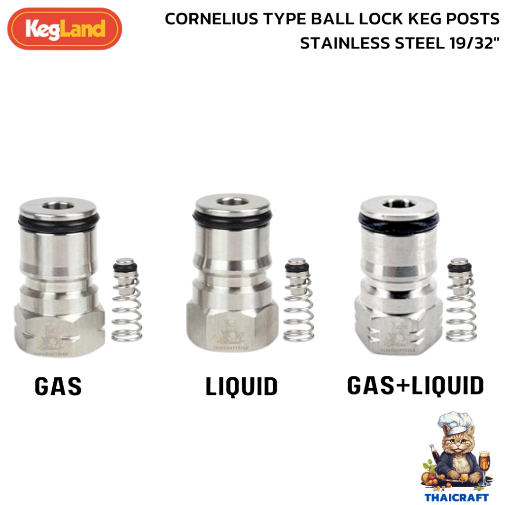 Corny Keg Ball Lock Post Gas + Liquid / Multi Post 19/32"-18 หัวบอลล็อค แก้ส + น้ำ KL03049 KL03056 KL08662