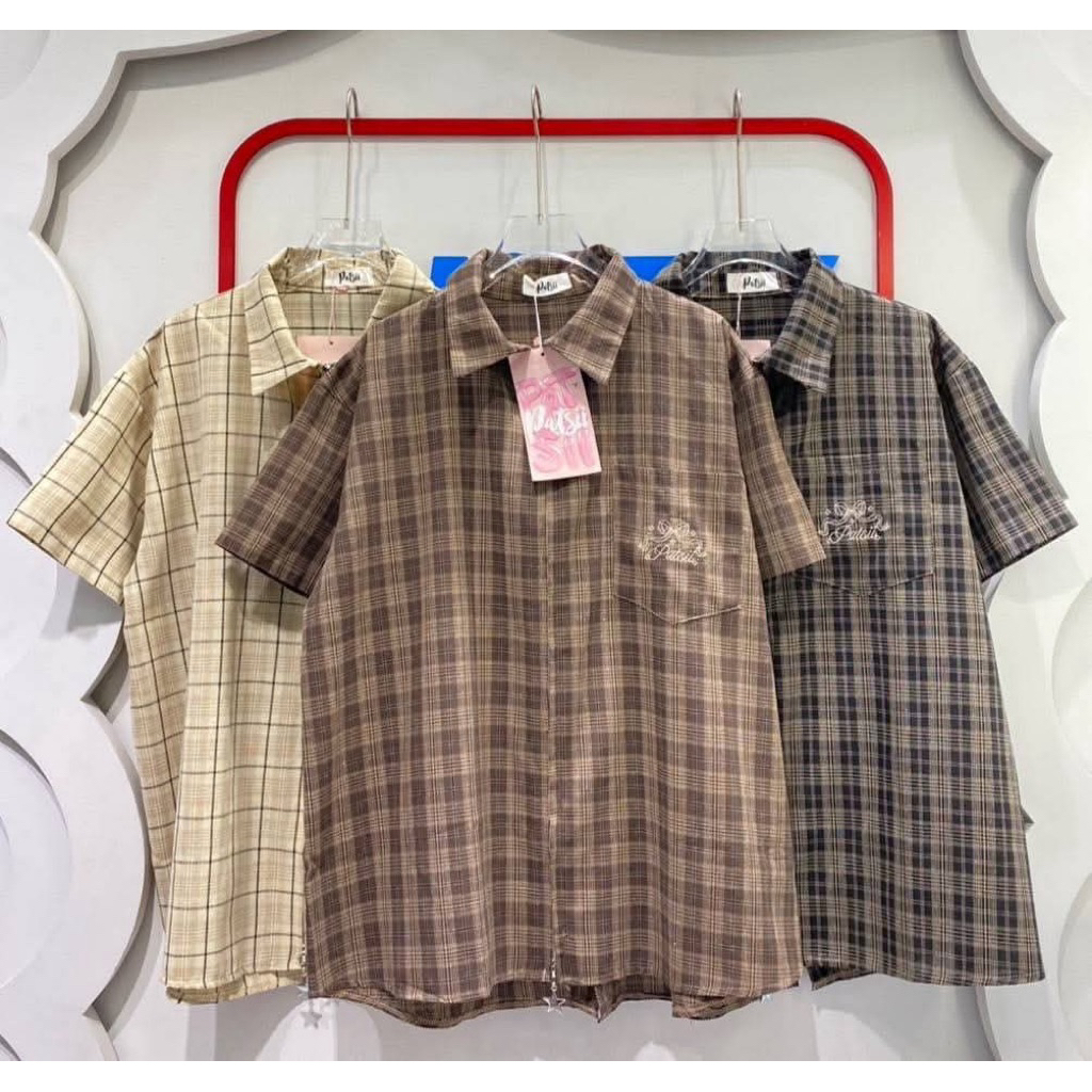 🔥 เสื้อโอเวอร์ไซส์ โทนน้ำตาล ลายสกอต Reindeer zip❤🤎