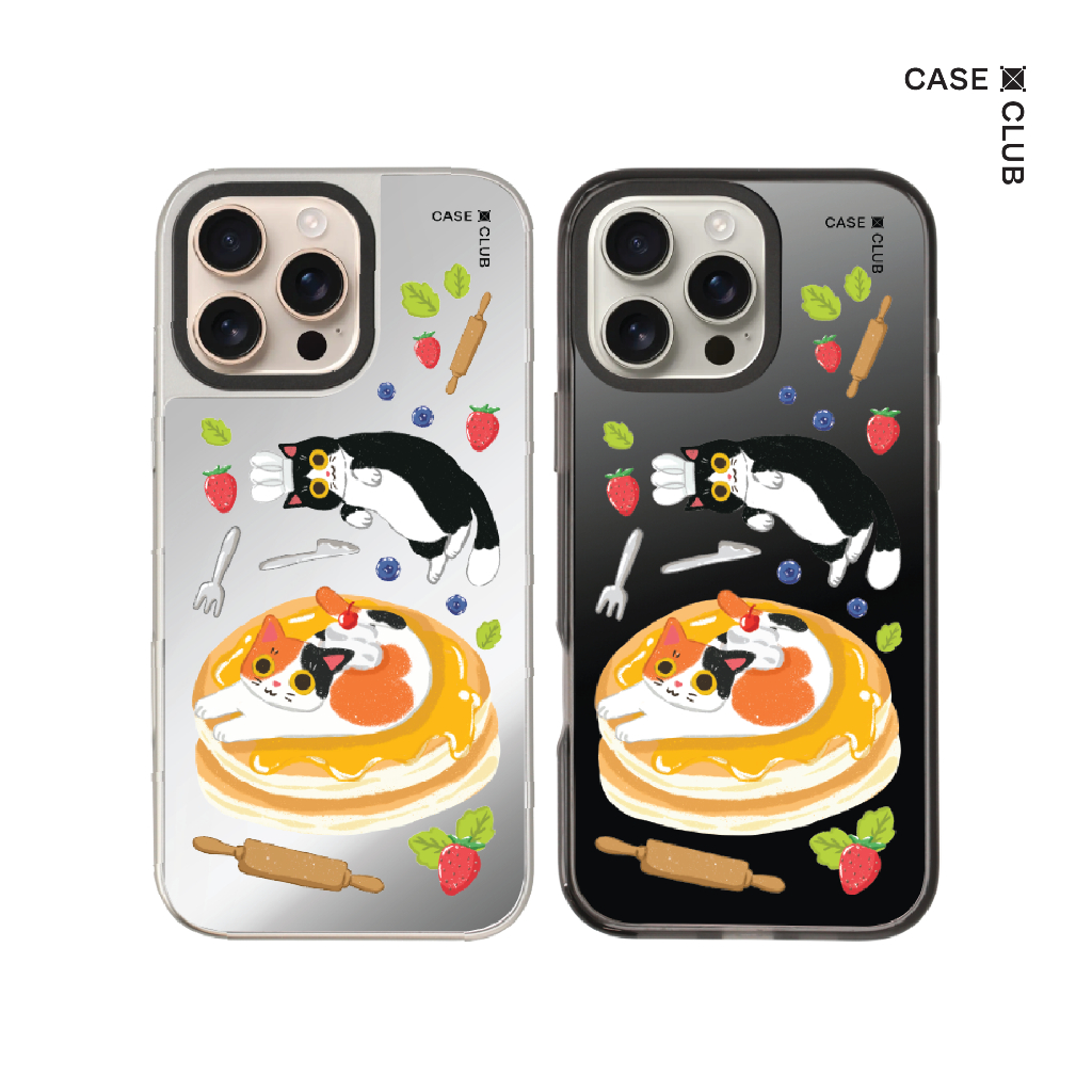 CaseClub เคสไอโฟน เคสกระจก ลาย Pancake Munchkin สำหรับ i17 Pro Max/i17 Pro/i17 Air/i17