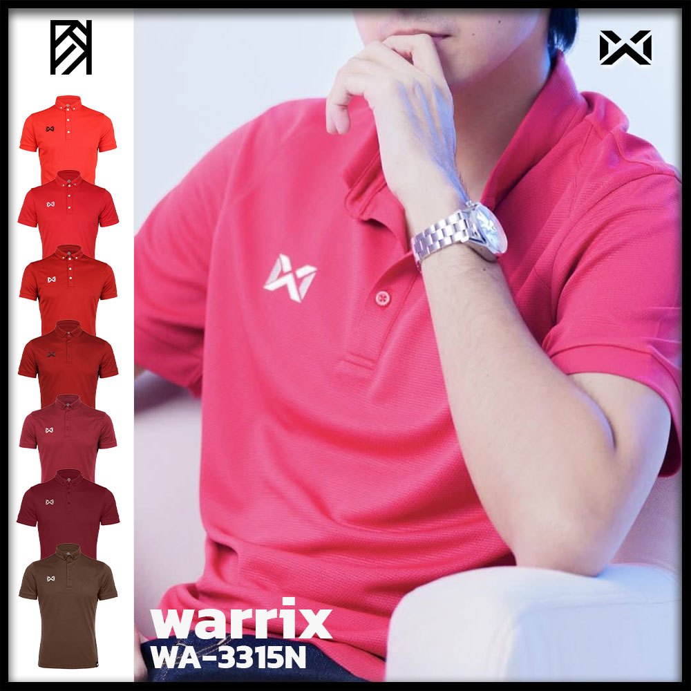 10 แถม 1!! เสื้อโปโล WARRIX เสื้อ WARRIX WA3315 WA-3315 WA-PLAN15 CLASSIC POLO 3 วอริกซ์ แท้100%