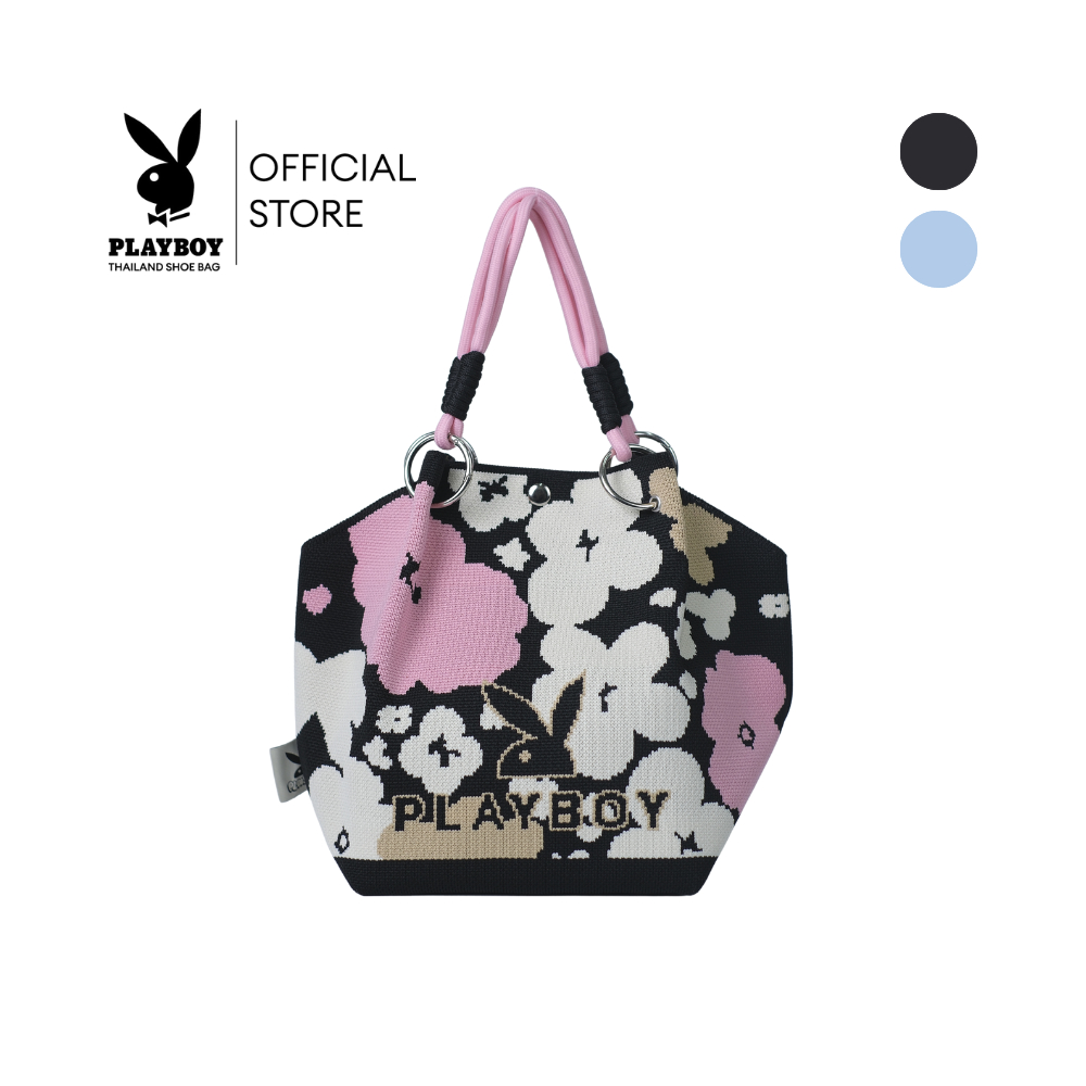 PLAYBOY รุ่น Hana mini bucket bag กระเป๋าถือผู้หญิง รหัส ST-BS254PB139 ดีไซน์ขนมจีบ ไหมพรมถักลาย มี 2 สี