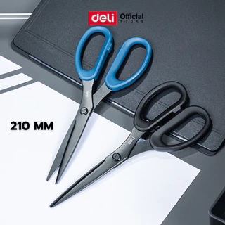 Deli กรรไกรสแตนเลส เคลือบดำกันสนิม กรรไกรอเนกประสงค์ ตัดกระดาษ ขนาด 210mm Scissor จำหน่าย 1 เล่ม