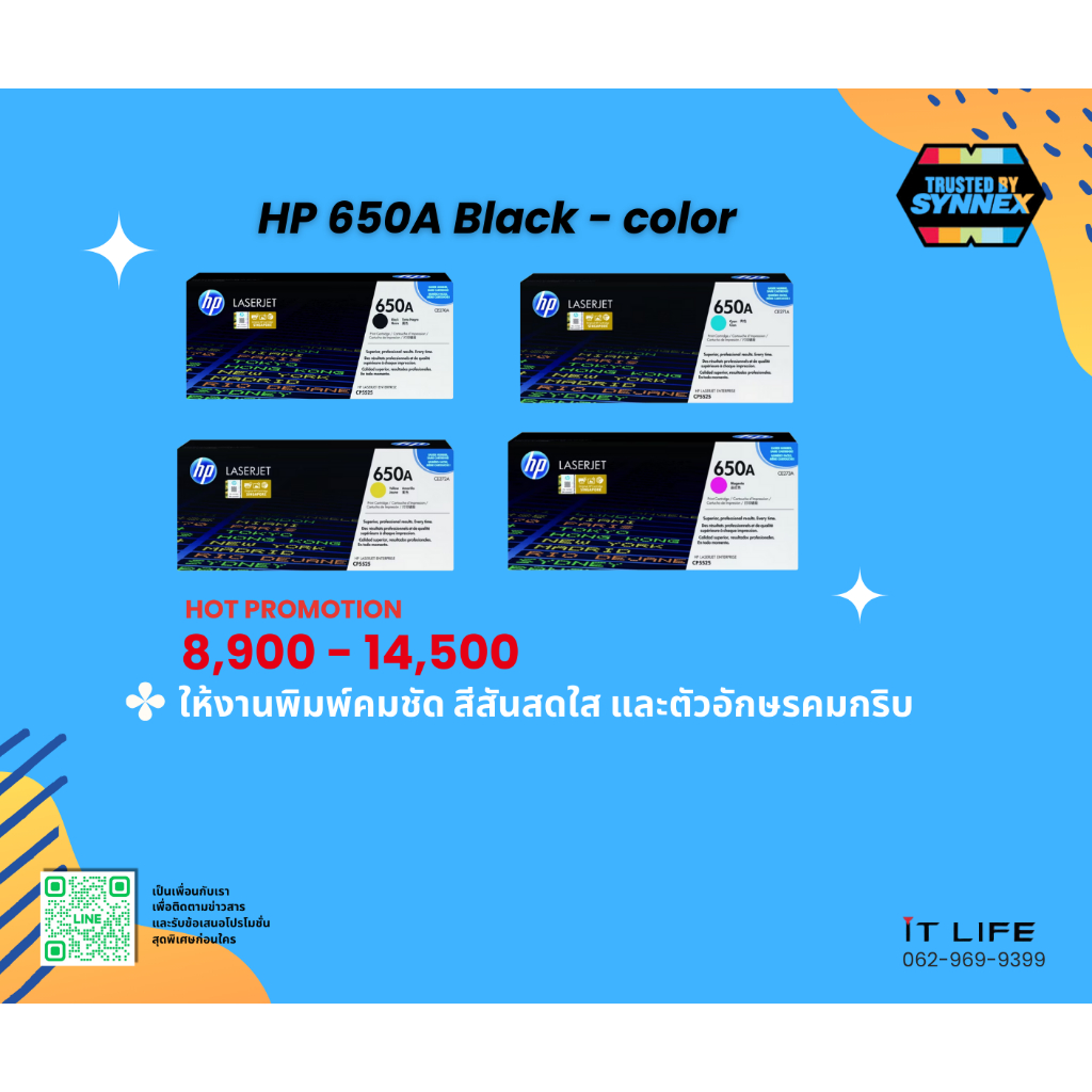 Hp 650A หมึกแท้ CE270A Bk CE271A C CE272A Y CE273A M M750DN M750N M750XH CP5525DN CP5525N CP5525XH