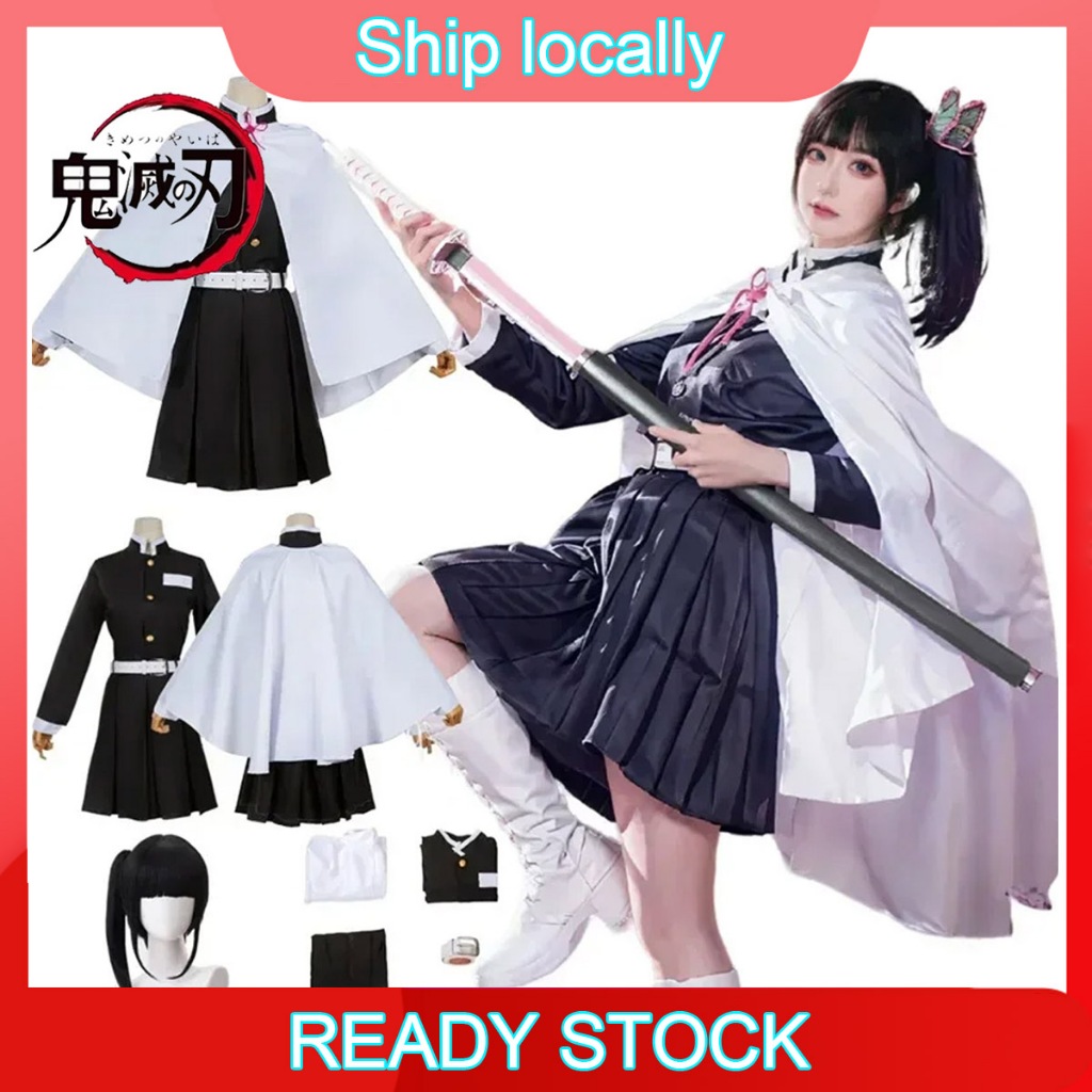 Cosplay Costume Tsuyuri Kanao Cosplay Adult Kids Black Ponytail Wig Suit Kimono Uniform Anime