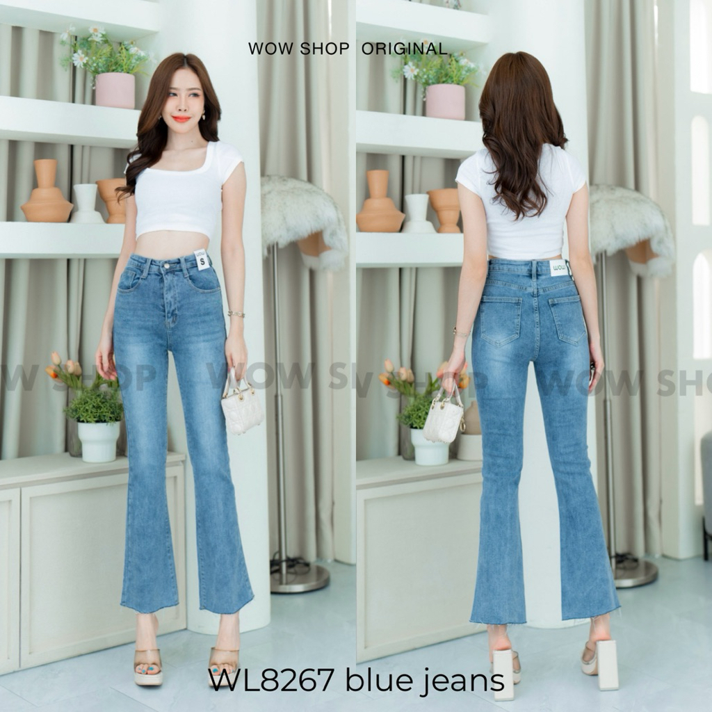 WOWSHOP WL8267 series กางเกงขาม้าสไตล์บูทคัท ผ้ายีนส์ยืดเนื้อดี