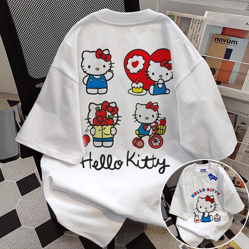 ✨【จัดส่งภายใน 24 ชั่วโมง】 Hello Kitty สไตล์น่ารัก เสื้อ เสื้อยืด oversize เสื้อยืดผู้หญิง เสื้อแฟชั่น