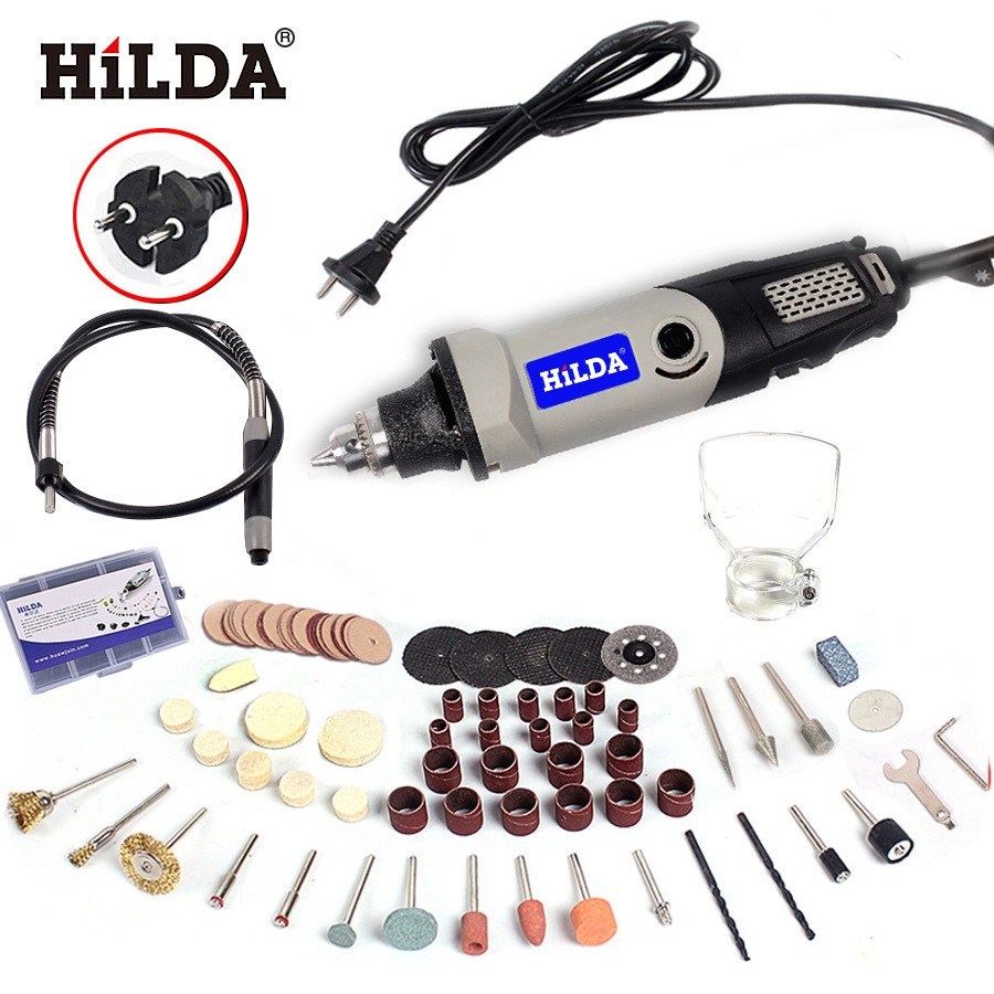 Hilda สว่านไฟฟ้า เครื่องมือโรตารี่ ความเร็วตัวแปร 400W สว่านขนาดเล็ก 6 ตําแหน่ง เครื่องมือโรตารี่ เครื่องเจียรขนาดเล็ก