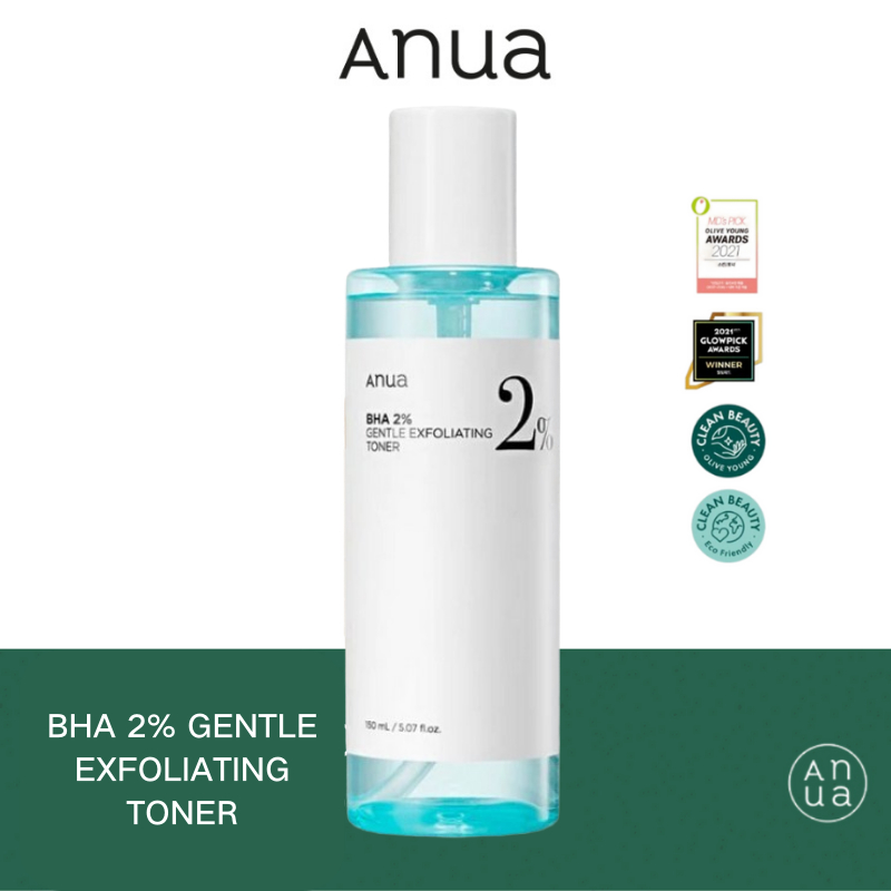 ANUA  BHA 2% GENTLE EXFOLIATING TONER 150 ml. โทนเนอร์ BHA 2% ช่วยผลัดเซลล์ผิว