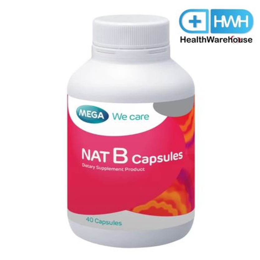 Mega We Care NAT B Capsules 40 's เมก้าวีแคร์ แนทบี แคปซูล 40 เม็ด