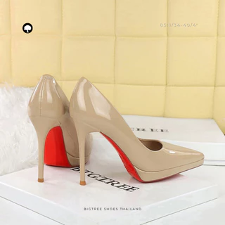 รองเท้าส้นสูงหัวแหลม 4 นิ้ว(10cm) รุ่นเรียบหรูพื้นแดง | รหัส 8511 ไซส์34-40