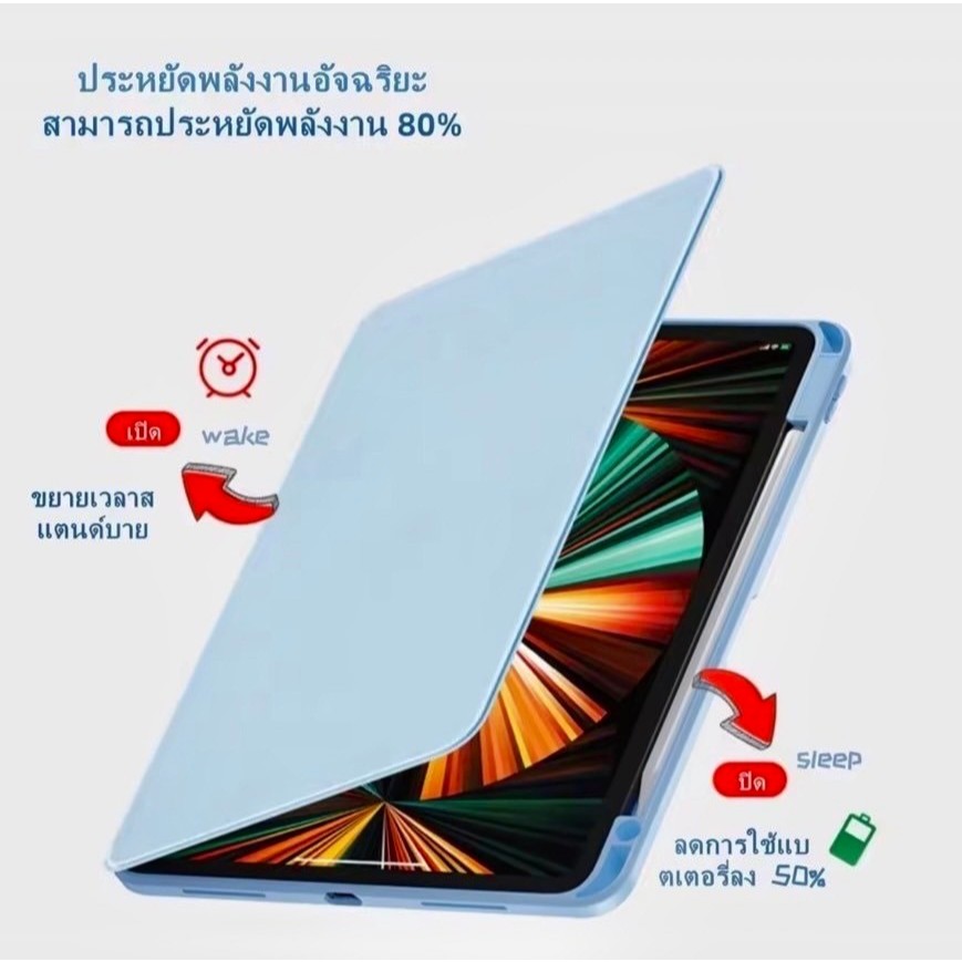 ยอดขายดีอันดับ1 ราคานี้ไม่มีอีกแล้ว เคสไอเเพด หมุนได้ 360 องศา มีช่องใส่ปากกา ใช้สำหรับ Gen 7/8/9/10/11 Air 3/4/5/6/7 - รูปที่ 3