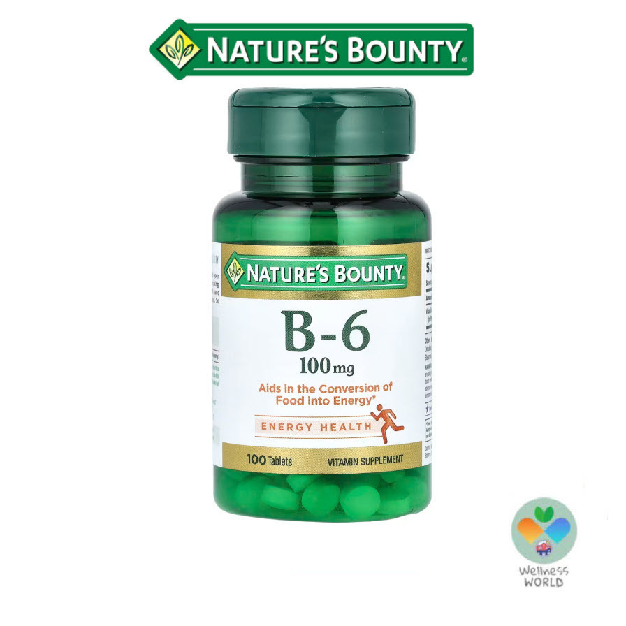 < พร้อมส่ง > Nature's Bounty, Vitamin B-6 , วิตามิน B6 ขนาด 100 mg , 100 เม็ด