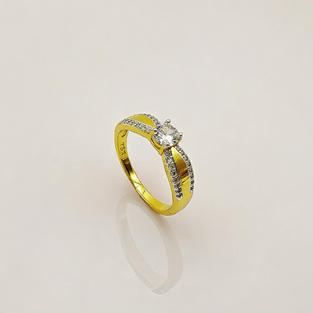 💍แหวนแฟชั่น งานทอง 24K เหลือง ฝั่งเพชร  T-101