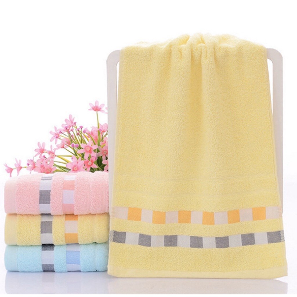 ผ้าเช็ดตัว เนื้อผ้าหนา COTTON 100% ซับน้ำได้ดี ขนาด 35*75 Cm