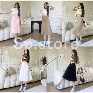 Lily Skirt กระโปรงยาวผู้หญิงรุ่นลิลลี่ 26 นิ้ว ทรงบานวอลลุ่มผ้ายีนส์ยืดคอตตอล