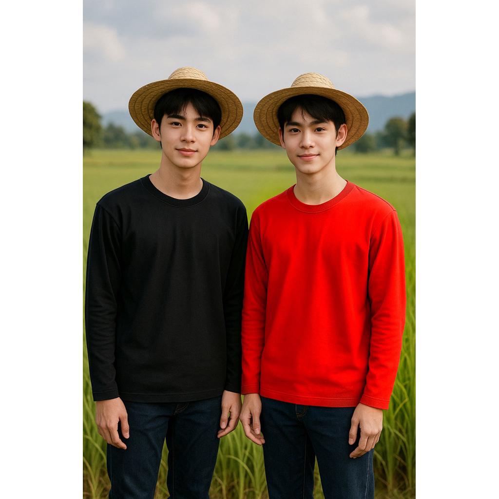 เสื้อยืดแขนยาวคนงานผ้ากีฬา