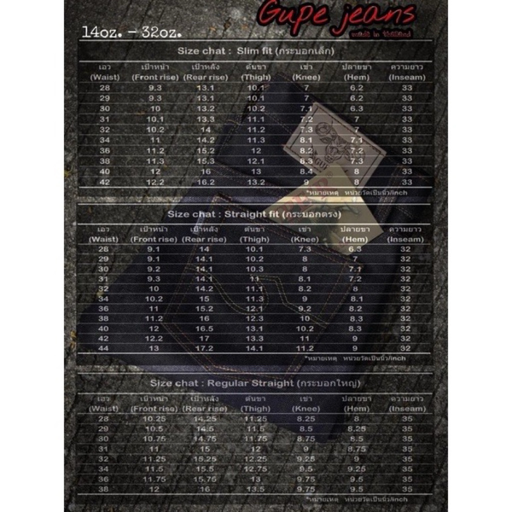 GUPEJEANS 21oz slub indigo x light blue (กรูปรี หลังฟ้า )21ozมีทรงกะบอกเล็กslimและกะบอกตรงstraight - รูปที่ 7