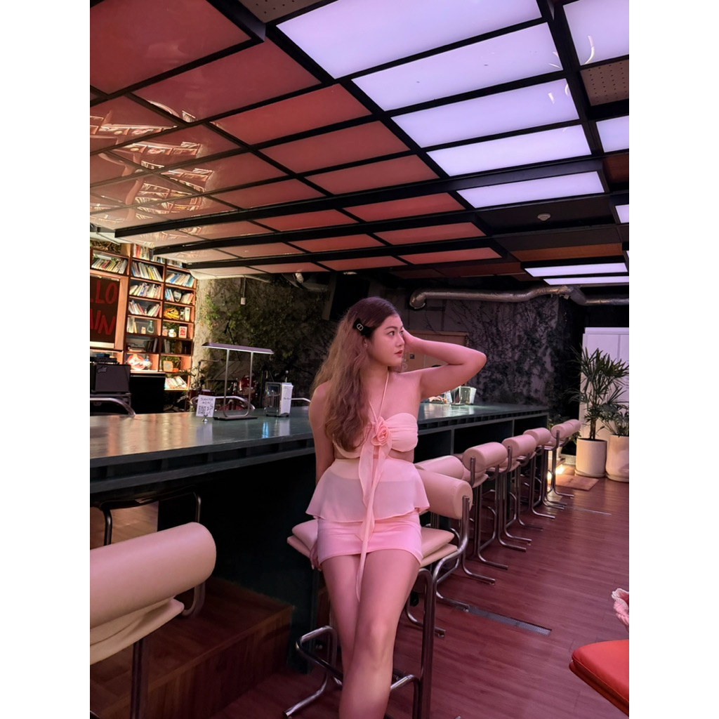 ส่งต่อมือสองชุดเซ็ต Rene club - Cherie pink set (top and skirt) size M