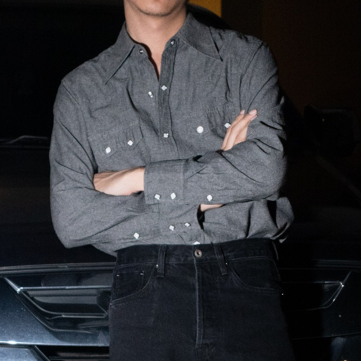 S4WDENIM-BLACK เสื้อเชิ้ต western style ผ้า Chambray "BLACK"