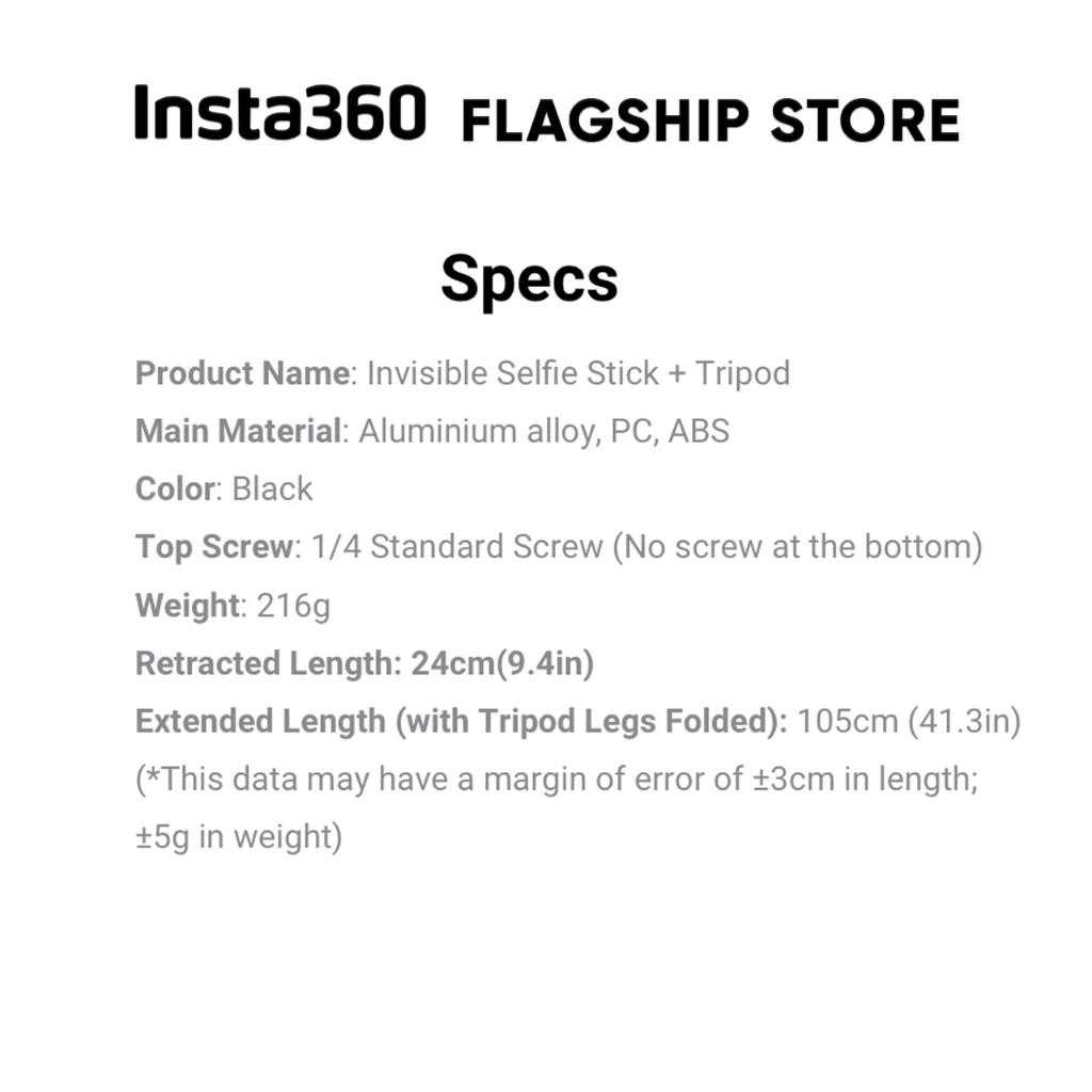 2in1 Invisible Selfie Stick ไม้เซลฟี่ล่องหน Insta360 ขาตั้ง Tripod กล้องแอคชั่น 360 X5-X4 Air Action Camera thumbnail 10