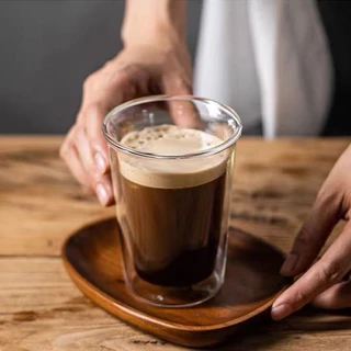 แก้วน้ำ ใส่เครื่องดื่ม ทรงสูง แก้วสองชั้น ใส่กาแฟ ลาเต้ สไตล์เกาหลี ทนความร้อน ใส่ได้ทั้งร้อนเย็น
