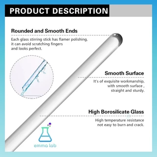 แท่งแก้วคนสาร แท่งแก้ว ยาว 20 cm และ 30 cm glass stirring rod