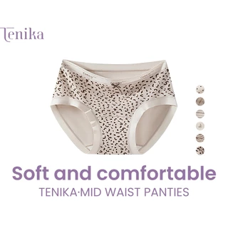 TENIKA กางเกงในรุ่น เอวกลาง ลายเสือดาว กางเกงในไร้ขอบ เซ็กซี่ ระบายอากาศได้ดี Cotton Panties