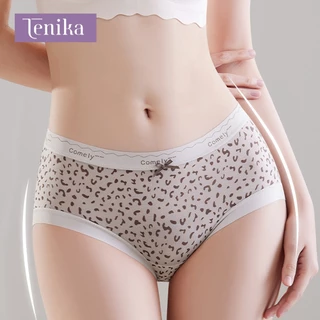 TENIKA กางเกงในรุ่น เอวกลาง ลายเสือดาว กางเกงในไร้ขอบ เซ็กซี่ ระบายอากาศได้ดี Cotton Panties