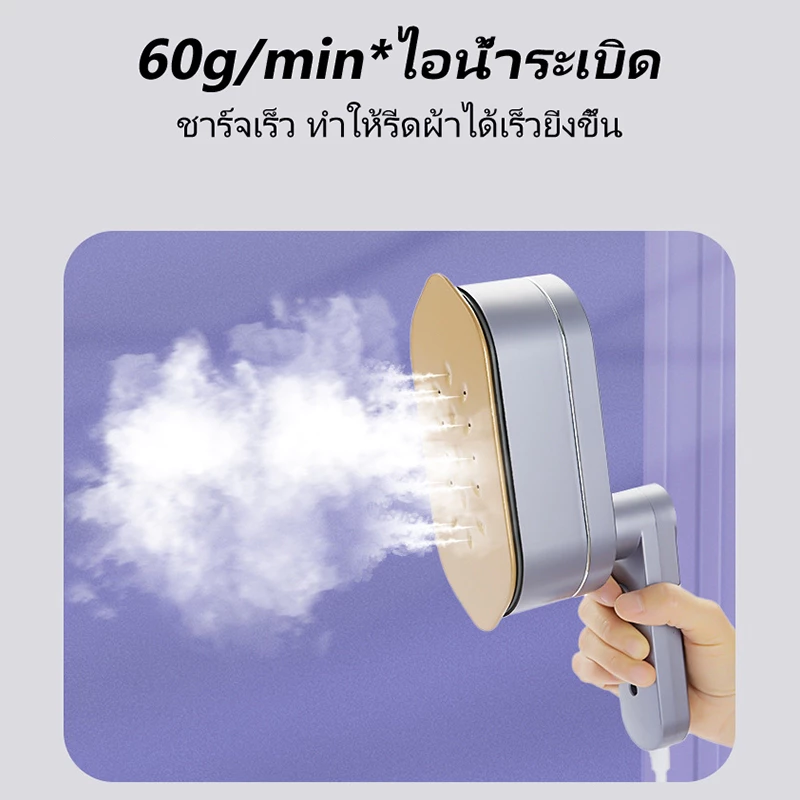 เตารีดไอน้ำ เตารีดพกพาไอน้ํา รีดเร็ว รีดแห้งและไอน้ำ เตารีดผ้าไอน้ำพกพก  เครื่องรีดขนาดเล็ก เตารีดพ่นไอน้ำแบบใช้มือถือ thumbnail 4