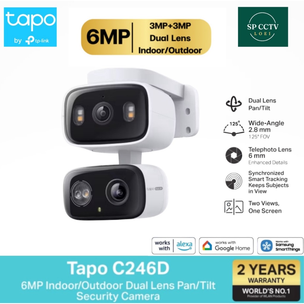 กล้องวงจรปิดแบบ wi-fi Tapo C246D Indoor/Outdoor Dual Lens Pan/Tilt Security Camera