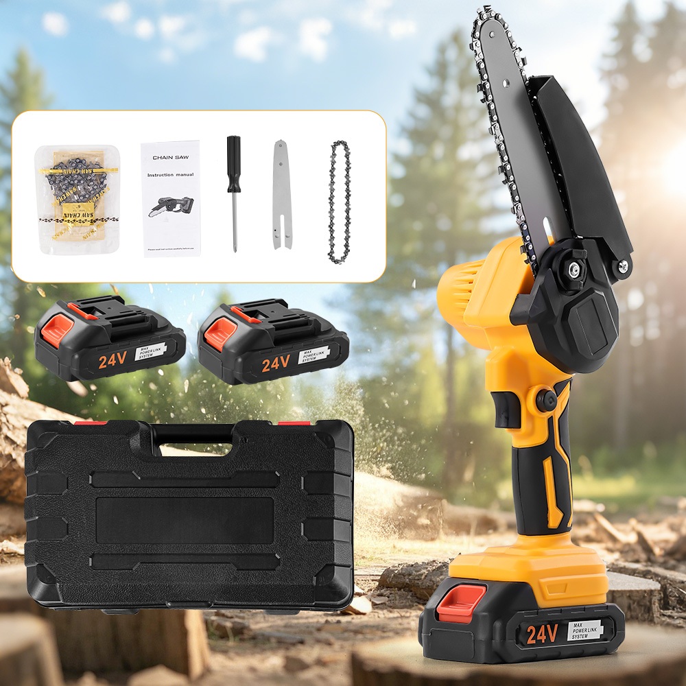 KEYTEN เลื่อยไฟฟ้าไร้สาย 6 นิ้ว เลื่อยยนต์ 2000W เลื่อยตัดไม้ เลื่อยยนต์ตัดไม้ เลื่อยโซ่ไฟฟ้า มาพร้อมแบตเตอรี่สองก้อน