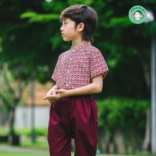 [พร้อมส่ง🇹🇭] เสื้อเด็กชาย คอจีน ลายพิกุลน้อย [24M-12Y] ชุดไทยเด็ก ผ้า 𝙄𝙣𝙙𝙞𝙖 𝙃𝙖𝙣𝙙 𝘽𝙡𝙤𝙘𝙠 𝙋𝙧𝙞𝙣𝙩