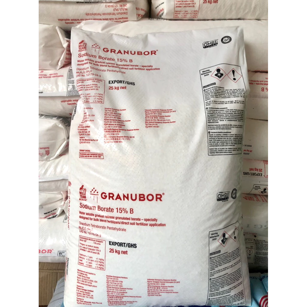 Granubor 15%Amrica โบรอนอเมริกาชนิดเม็ด กระสอบ25กก.(สั่งออเดอร์ละ1ชื้นนะคะเนื่องจากสินค้ามีนน.มากค่ะ)