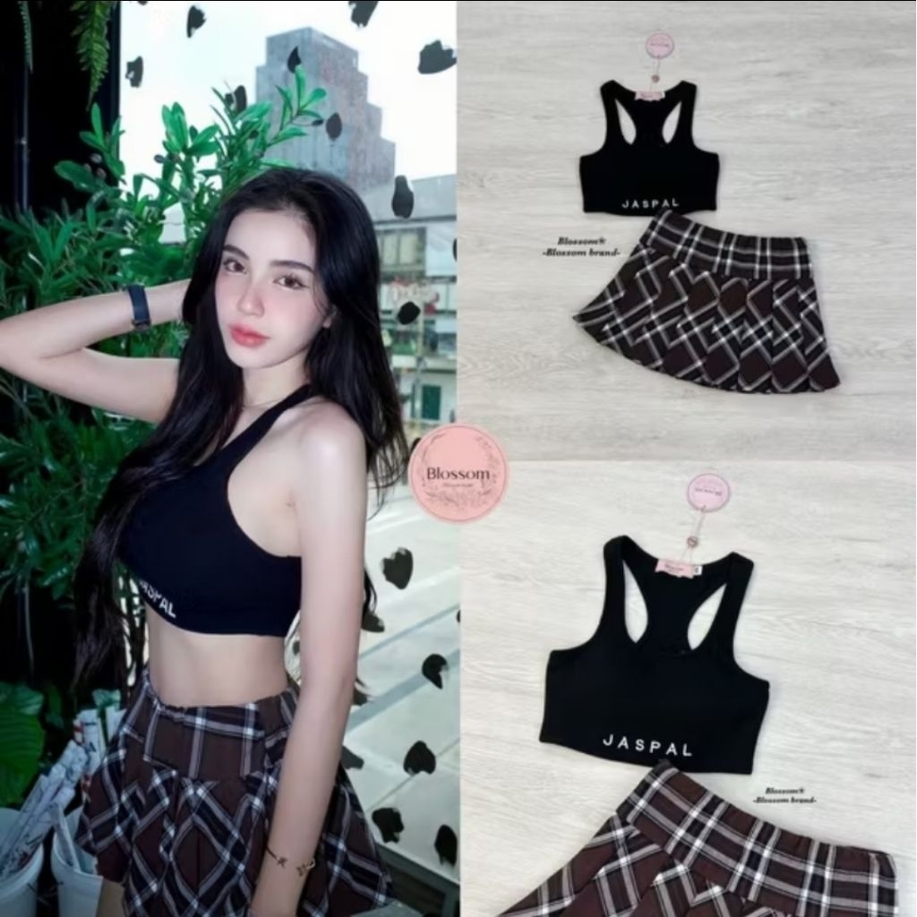 ❣️พร้อมส่ง📌 Blossom แบบมี๊หนม เสื้อมีฟองน้ำ+กระโปรงลายสก็อต ซับในกางเกง วัยรุ่นเทสดี ใส่เที่ยว ออกเดท