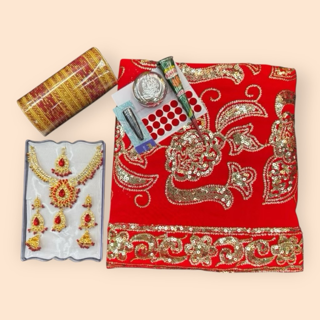 Indian Saree Full Set ชุดส่าหรีอินเดีย ครบเซ็ตพร้อมเครื่องประดับ