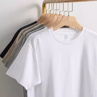 Fancy Fashion เสื้อยืดคอกลมสีพื้น หลวมระบายอากาศ ผ้าเนื้อนุ่ม แขนสั้นสไตล์เกาหลี มีหลายสีให้เลือก