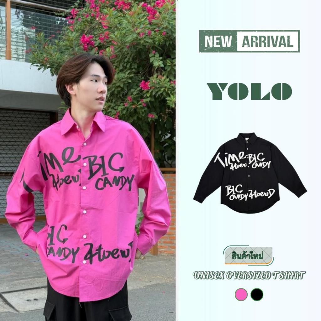YOLO เสื้อคอปกแฟชั่น OVERSIZE เสื้อคอปกเวอร์ไซส์ แนวสตรีท 683