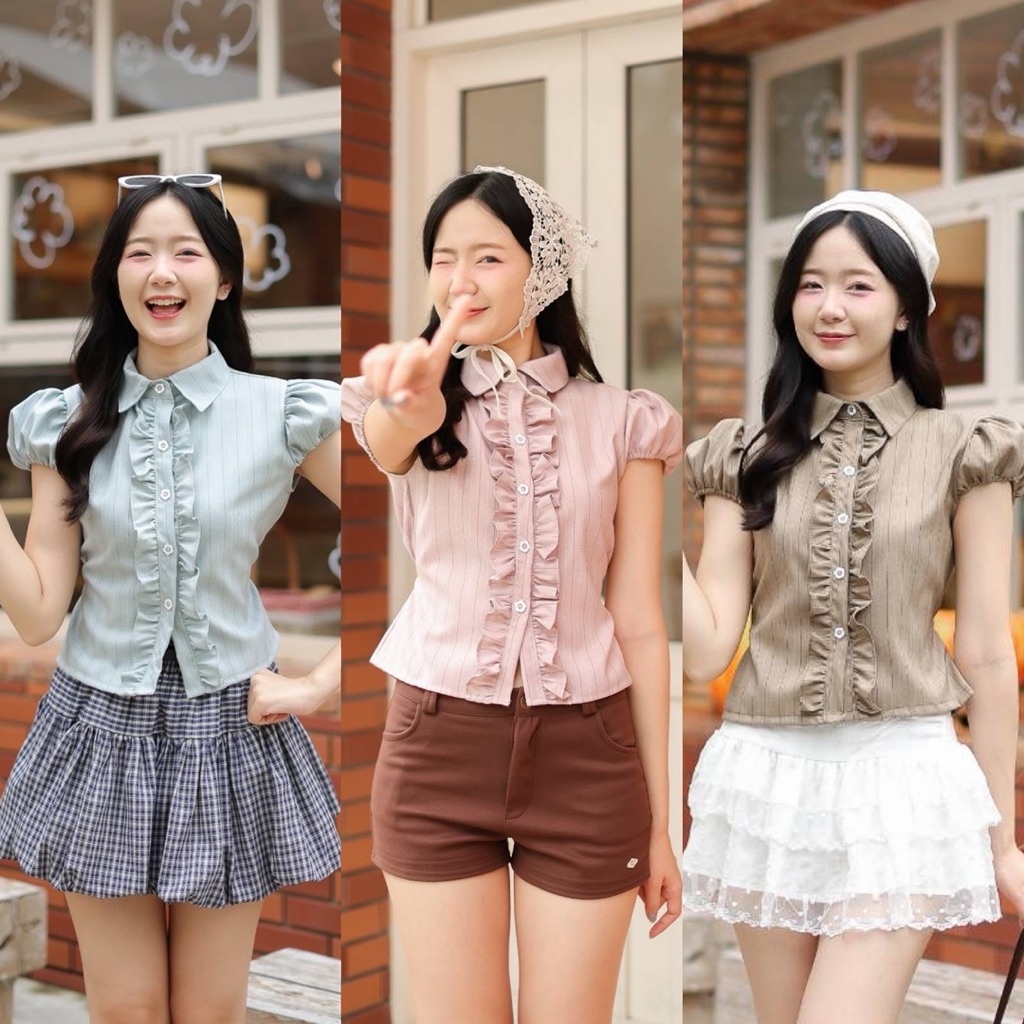 Mintsaruda เสื้อเชิ้ตสาประบาย ผ้าคอตตอนทอลาย